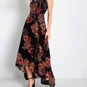 Beautiful floral velvet formal dress